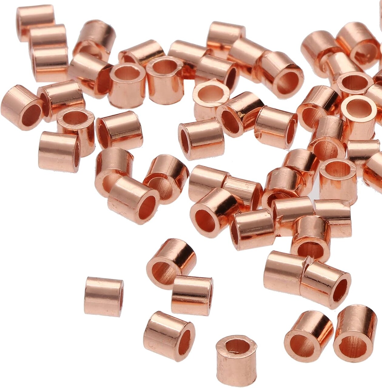 The Beadsmith Tube Crimp Beads, 2 x 2mm, 100 Pieces, Copper Color, Uniform Cylindrical Shape, No Sharp Edges, Designed to Secure The Ends of Jewelry Stringing Wires and Cables